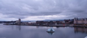 Ausblick vom Osloer Opernhaus, Abendstimmung